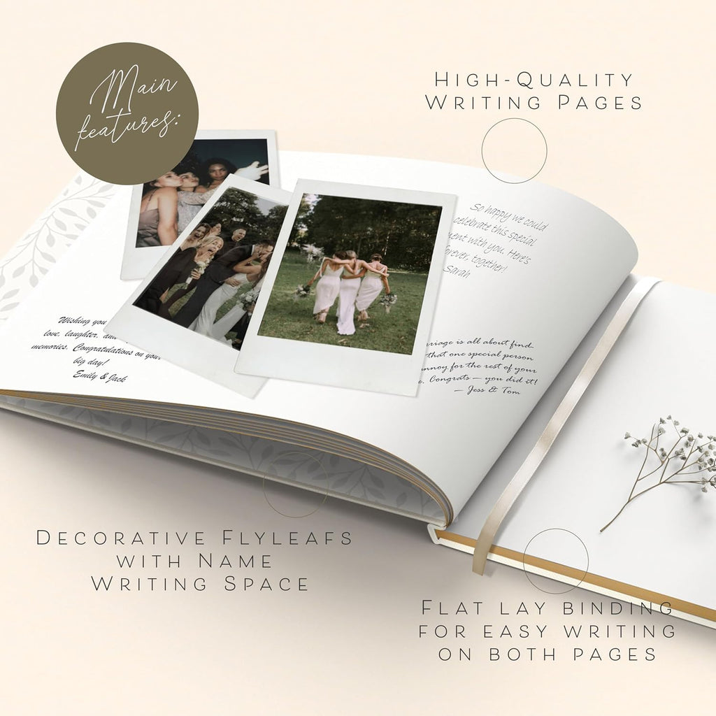 ARTESORI Wedding Guest Book for Reception — Gold-Foiled Ivory Guestbook to Sign in, Elegant Baby Shower Guest Book for Party & Birthday — Photo & Polaroid Guest Book for Wedding & Bridal Shower