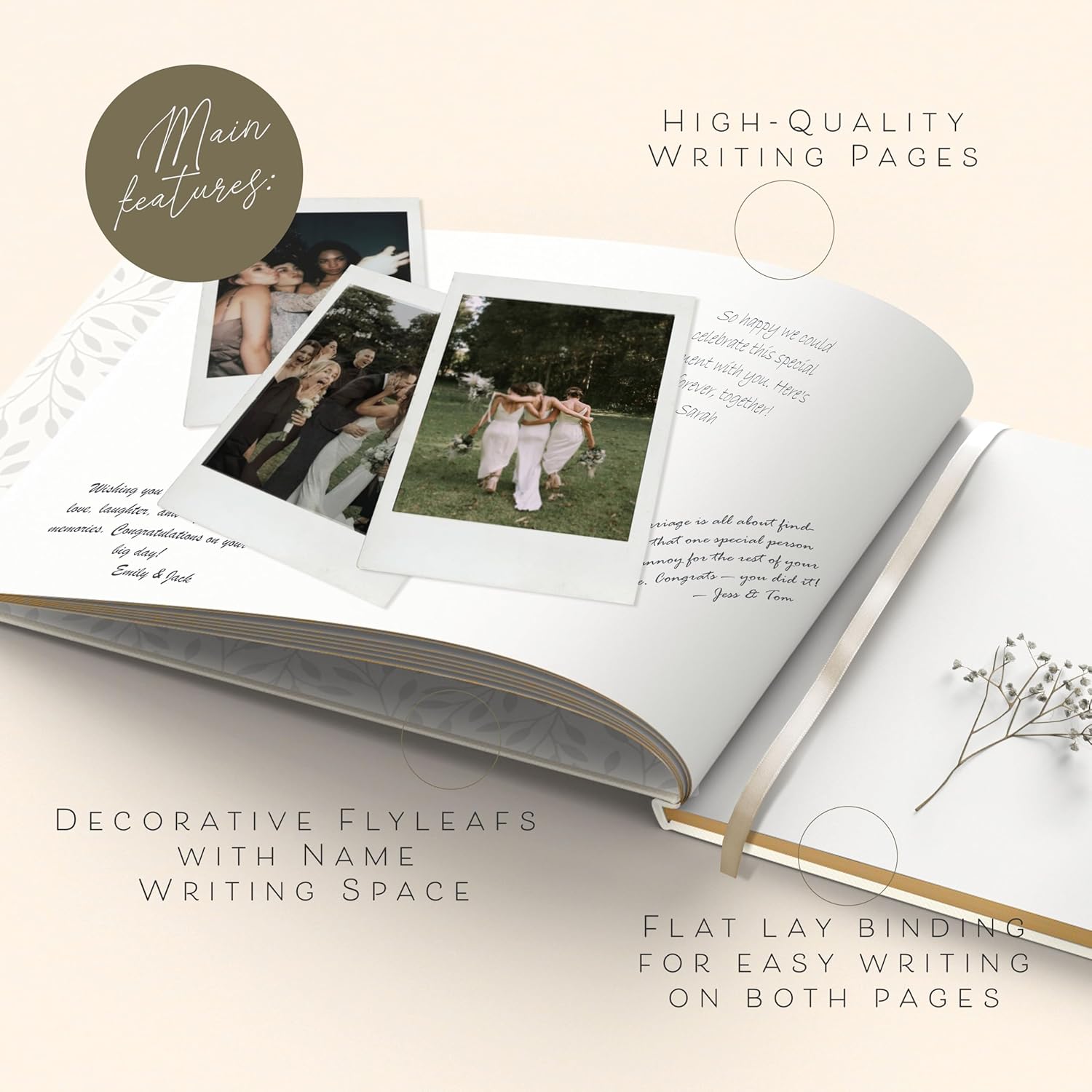ARTESORI Wedding Guest Book for Reception — Gold-Foiled Ivory Guestbook to Sign in, Elegant Baby Shower Guest Book for Party & Birthday — Photo & Polaroid Guest Book for Wedding & Bridal Shower
