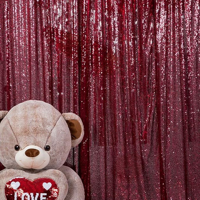 JYFLZQ Burgundy Sequin Backdrop Curtains 10ft x 10ft 1 Panel Glitter Photo Booth Backdrops Sparkly Photography Background Drapes for Parties Wedding Bridal Showers