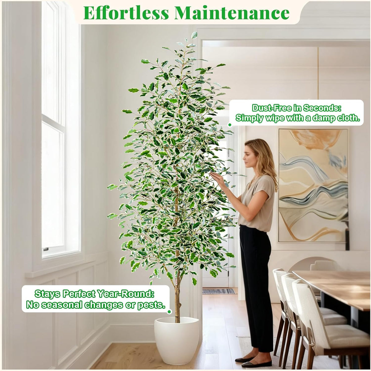 bailikang 7ft artificial ficus trees indoor faux trees showing dimensions