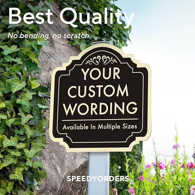 Custom Decorative Outdoor Metal Sign - Personalized Aluminum Driveway Sign, Waterproof, Made In USA - Design 2 Black Charcoal 12x12 In