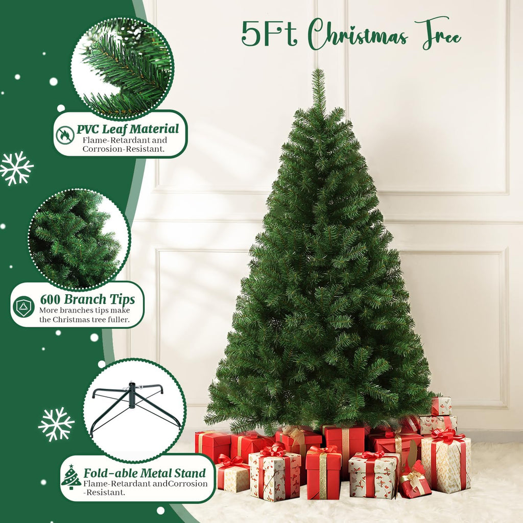 5ft green artificial christmas tree,arbol de navidad small shown in use