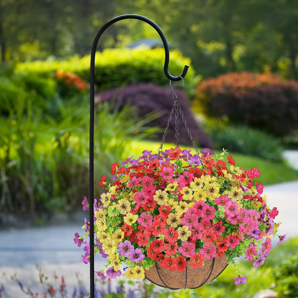 agirl 2 set artificial hanging flowers with baskets on a desk or shelf