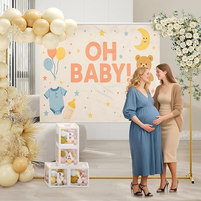 Walensee 7.9FTx6.6FT Gold Wedding Arch Backdrop Stand, Adjustable Square Metal Arch Frame for Ceremony Party Birthday Baby Shower Bridal AnniversaryGarden Balloon Photo Decoration