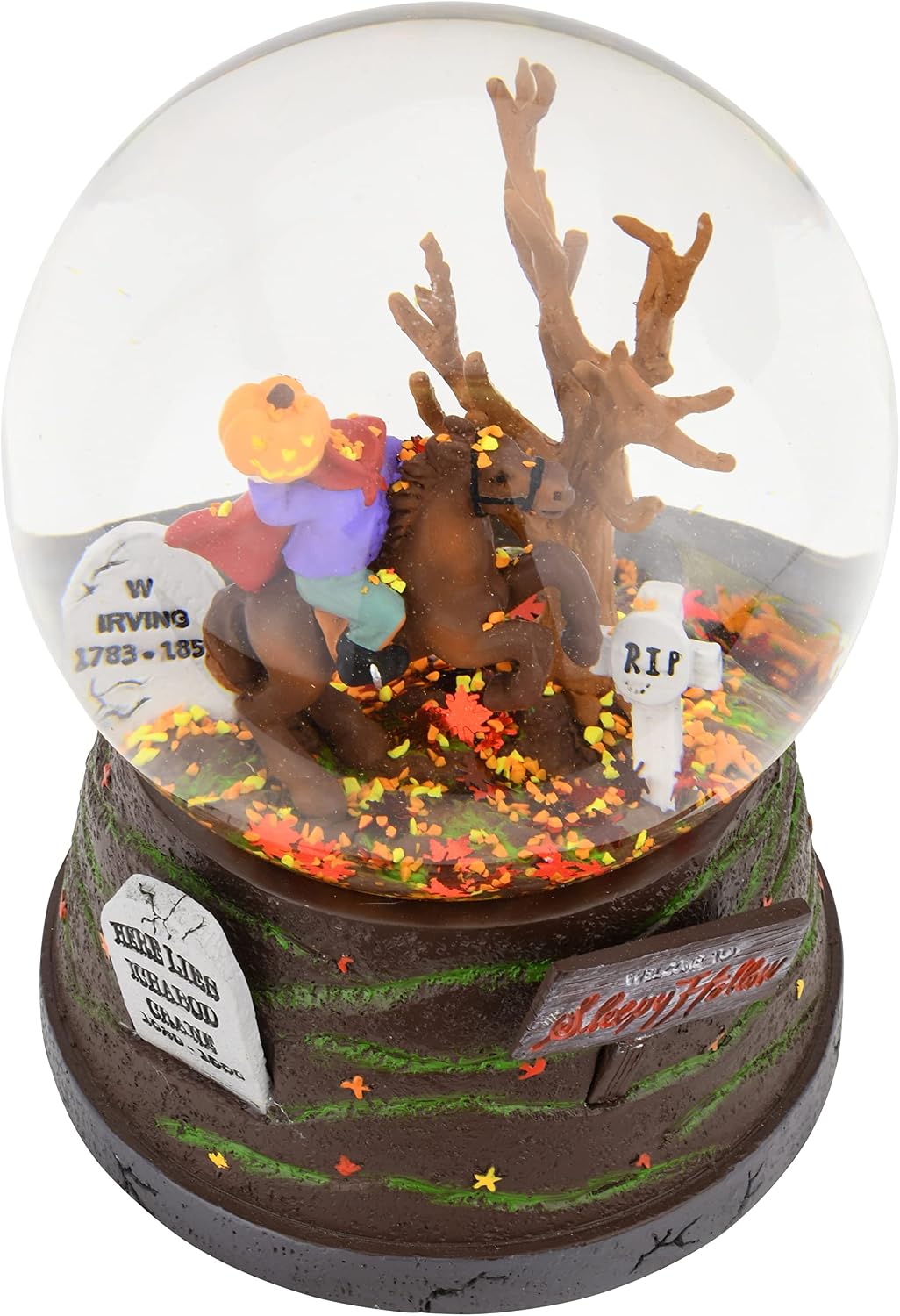 Tree Buddees Sleepy Hollow Fall Themed Headless Horseman Halloween Snow Globe - Large 6.5"