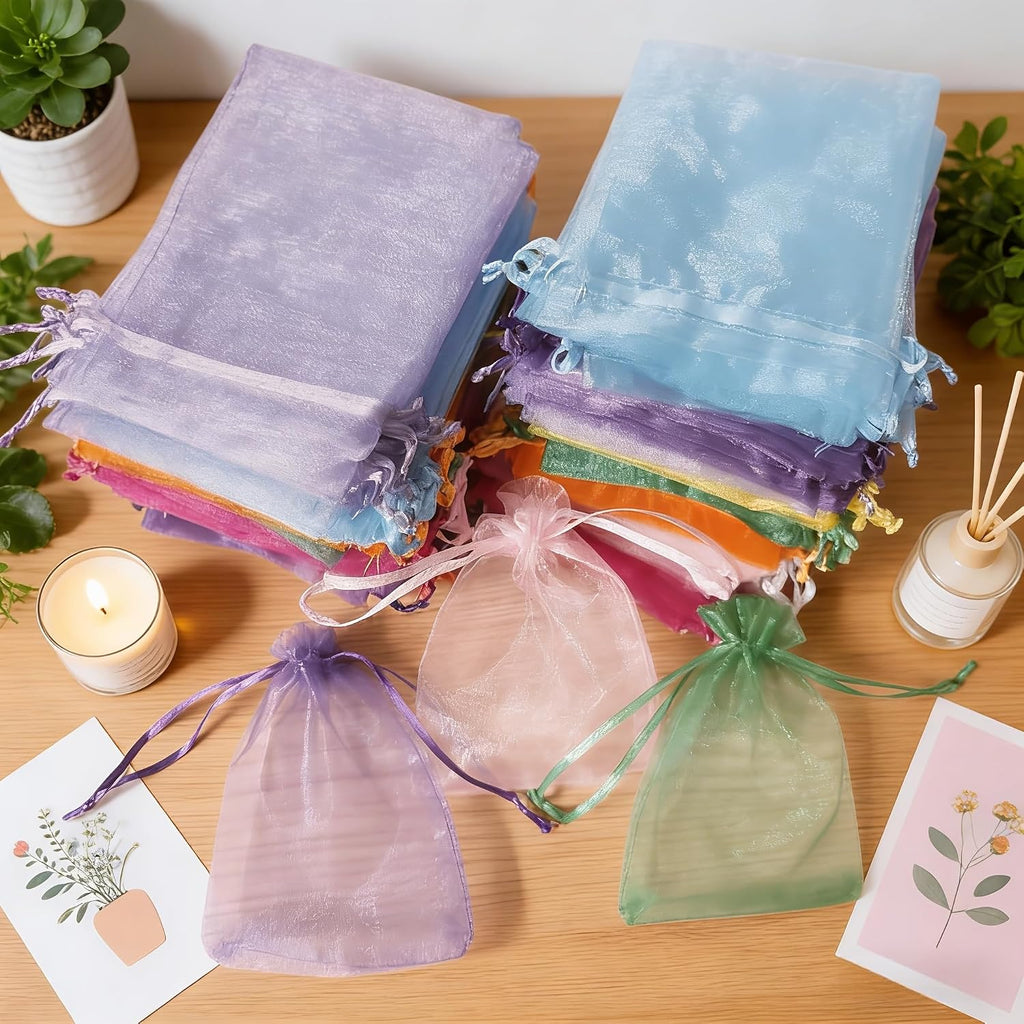 10pcs Organza Drawstring Storage Bag Cosmetic Gauze Bag (2.75"×3.54"), Jewelry Bag, Wedding and Birthday Party Gift Decoration Bag