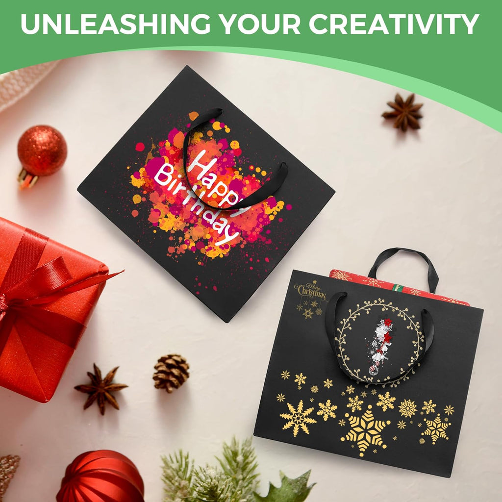 MOXARYSU Extra Large Black Gift Bags: 16x6x12 Inch 3pcs Black Paper Bags With Handles Bulk For Party Shopping Birthday Wedding (XL-3)