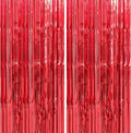 Crosize 4 Pack 3.3 x 9.9 ft Red Foil Fringe Curtains Party Decorations, Red Tinsel Curtain Backdrop for Parties, Door Streamers, Glitter Streamer Fringe Backdrop for Birthday Decoration