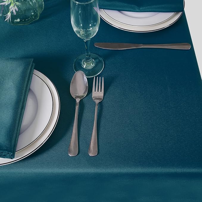 Cupuamon Square Tablecloth 52x52 inch Washable Polyester Fabric Table Cloth for Wedding Party Dining Banquet Decoration（52x52,Peacock Blue）