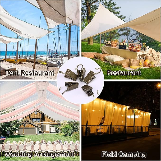 JANYUN 120 Pack Clip Hook Set Curtain Clips for Picture Home Decoration Art Craft Outdoor Dispaly Hang Light Clip