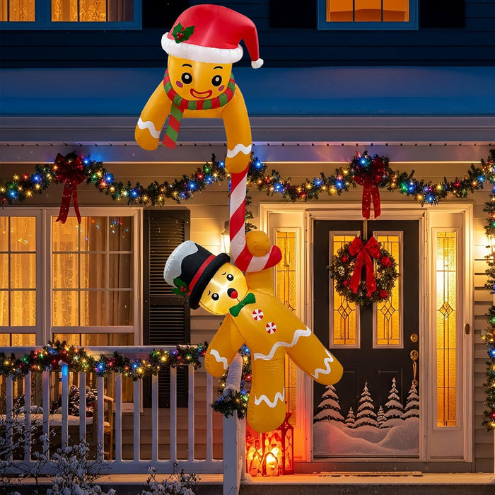 OurWarm 7FT Christmas Inflatable Outdoor Decoration, Climbing Gingerbread Inflatable Christmas Blow Up Yard Decorations with LEDs, Outdoor Christmas Inflatables for Indoor Roof Tree Lawn Xmas Decor
