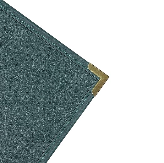 Goodsmart Pajco Style Restaurant Menu Covers – Pack of 10, Side-Loading Menu Holders, Single Stitched Edge, Clear Vinyl Menu Sleeves, Leatherette Trim, Gold Corners, Green, 6 View (8.5" x 11")