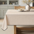 MIULEE Ivory-Black Linen Tablecloth 60x84 Inch Rectangle Table Cloth Waterproof,Stain Resistant & Wrinkle Resistant for Dining Party Wedding