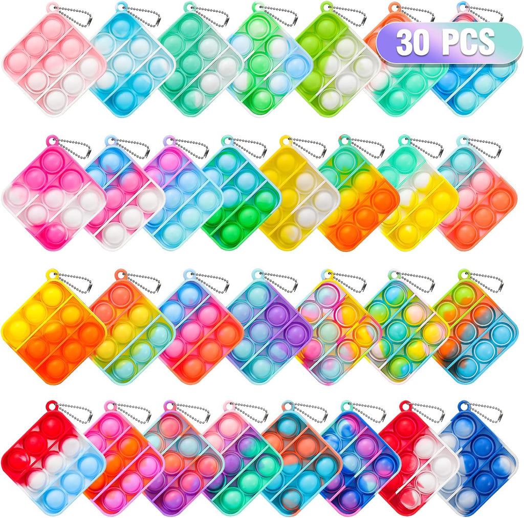 Pop Fidget Toys Bulk Its Party Favors for Kids 4-8 8-12 30 Pack Mini Pop Keychain It Small Fidgets for Classroom Prizes Back to School Gifts for Students from Teacher Birthday Goodie Bag Stuffers