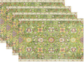 Snycler Table Runner Boho Table Runners Vintage Elegant Farmhouse Table Center Linen Decor for Home Dining Party Entrance (12x18 Inch,Set of 4) Green