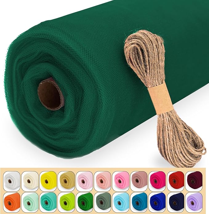 Hunter Green Tulle Fabric Roll, 54" x 40 Yards (120FT) Tulle for Christmas Wedding Decoration DIY Tutu Party Backdrop Baby Shower Table Skirts Gift Wrapping