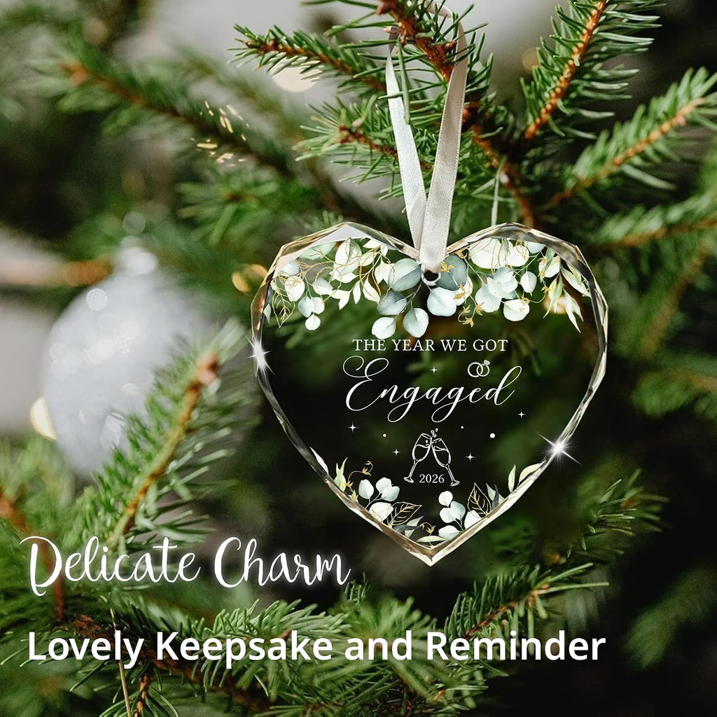Engagement Gifts for Couples 2026, Glass Engagement Ornament 2026 - The Year We Got Engaged Ornament for Daughter, Newly Engaged Gifts for Couple Friend, for Fiance, Bride to Be