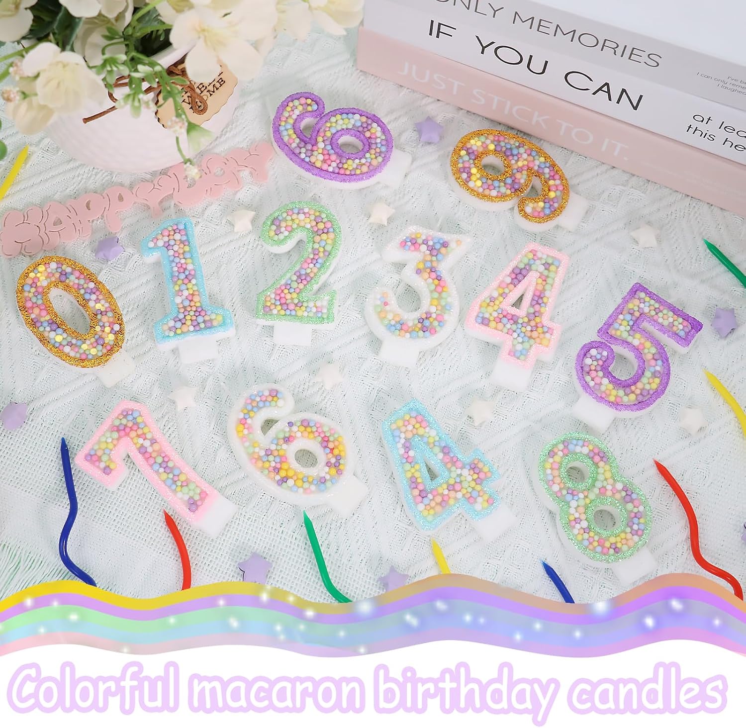 Pink Birthday Candles - Number 2 Candle, Colorful Macaron Candles, 2 Cake Topper, Pink Birthday Decorations for Girl, Sweet Theme Birthday Party Supplies