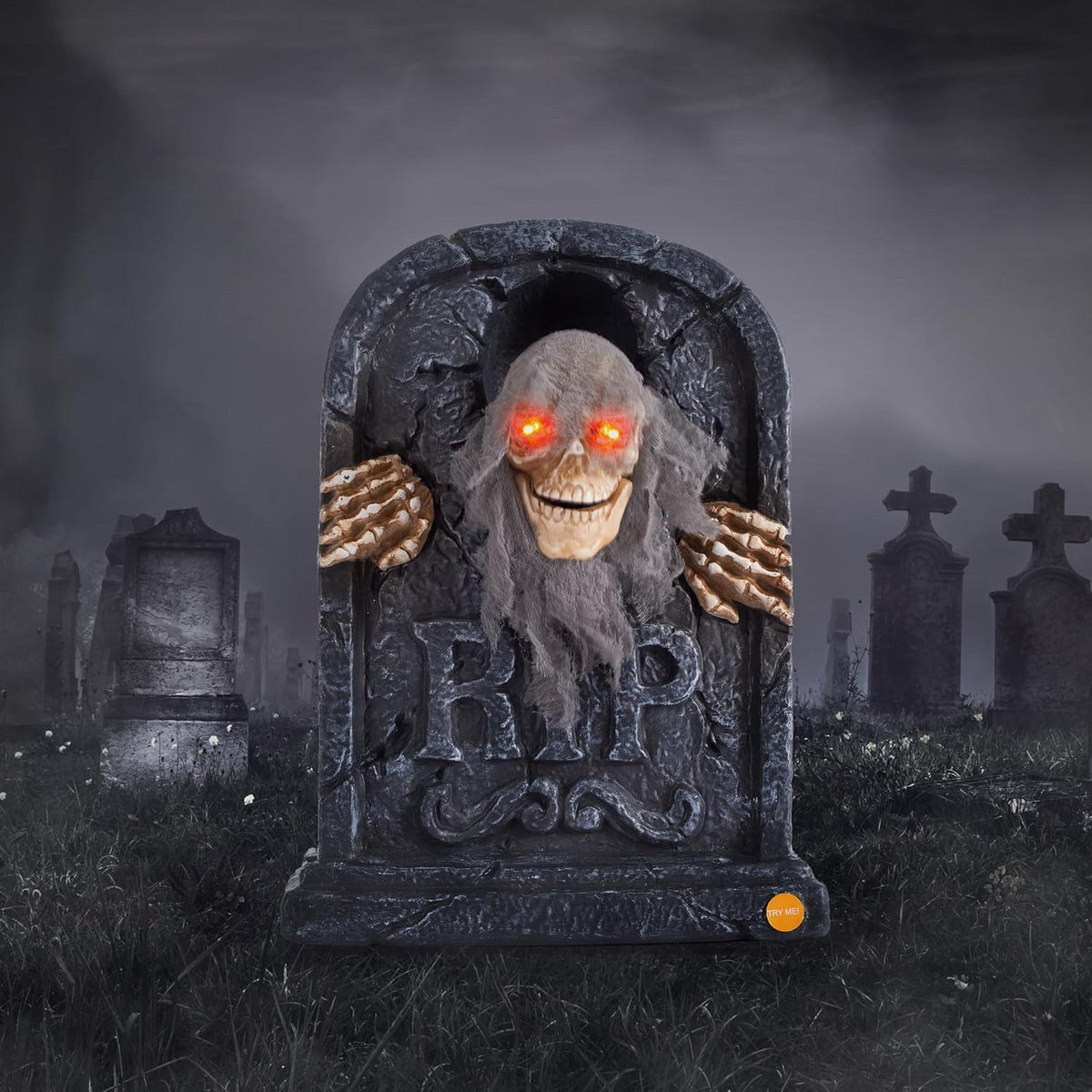 Halloween Animatronic Zombie Tombstone Animated Skeleton Decorations - Sensor...