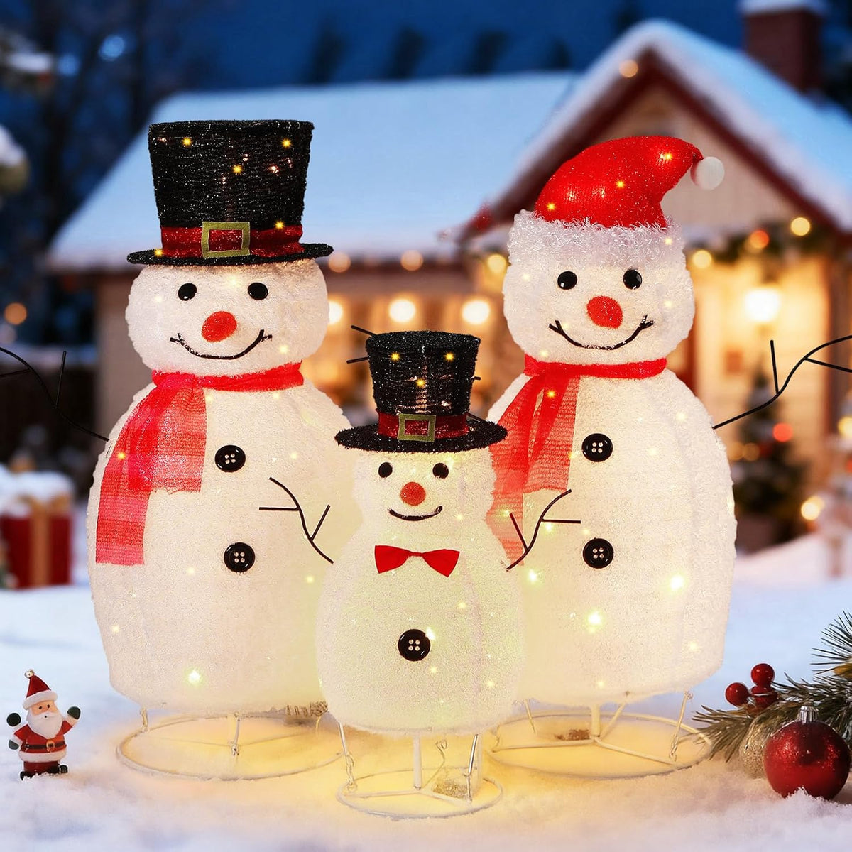 pinkunn 3 pcs 32''/32''/20'' christmas pop-up outdoor snowman, main product view