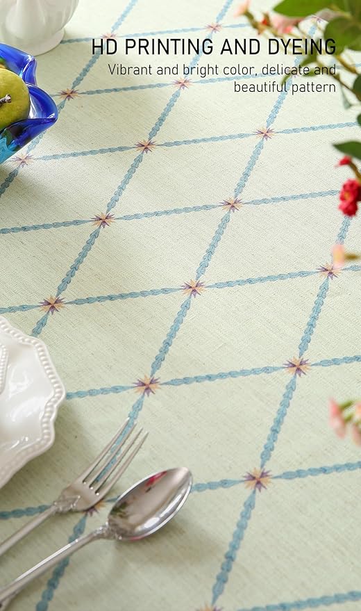 ISAENNE Designer Linen Floral Round Tablecloth,Light Green Farmhouse Durable Table Cloth,Washable Decor Tablecloths for Dining Kitchen Thanksgiving Christmas,Diameter 67"-Floralsea B