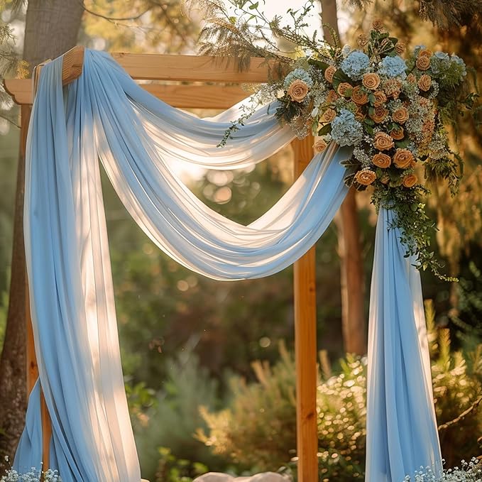 Wokceer Wedding Arch Draping 2 Panels 28.7" x 20FT Baby Blue Sheer Fabric Backdrop for Ceremony, Birthday Party, Bridal Shower Decoration