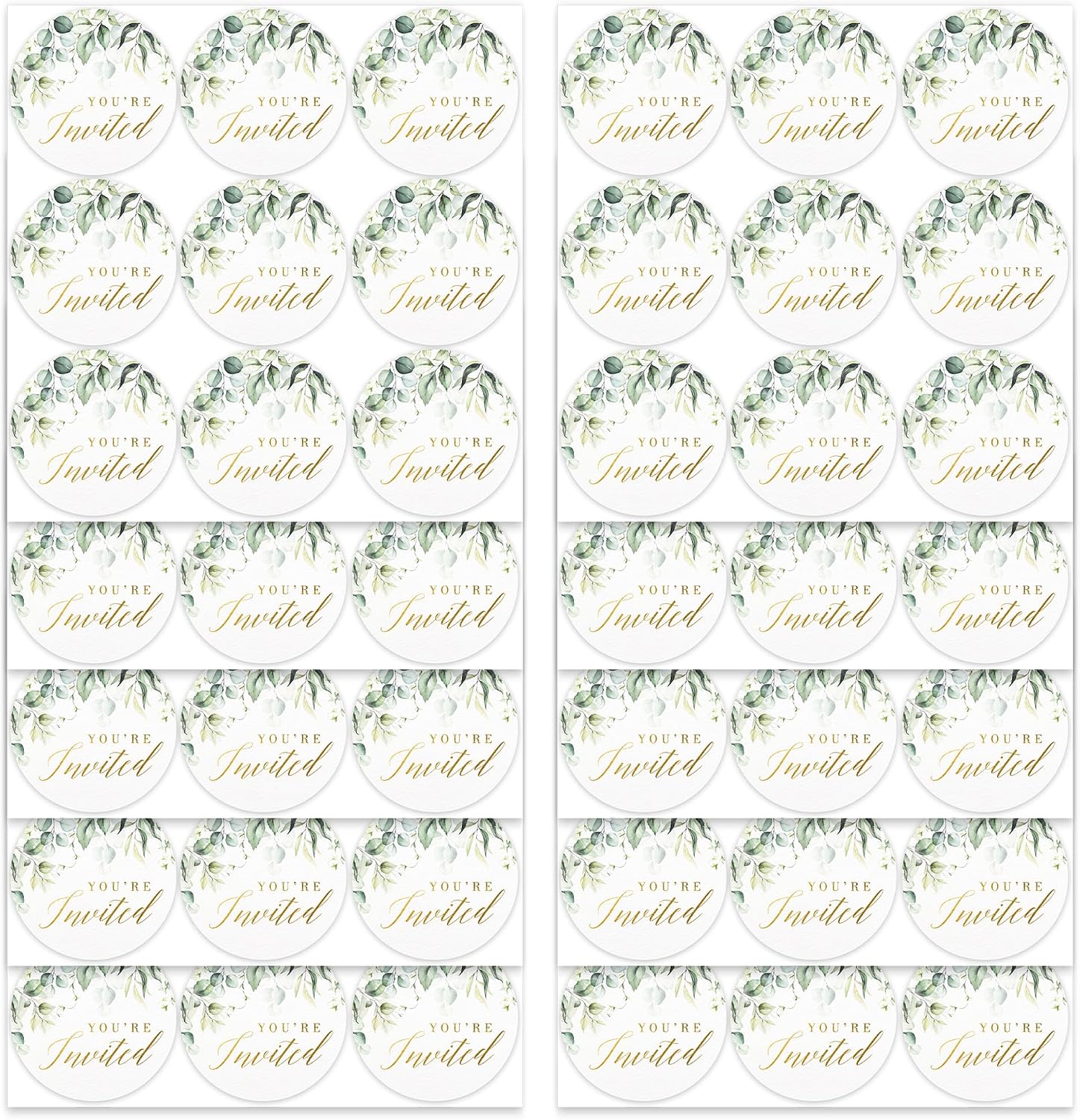 Mobiusea Creation Greenery Wedding Invitation Stickers | 1.4 inch | Gold Foil | 108pcs Waterproof Envelope Stickers for Bridal Shower, Birthday, Baby Shower and Party