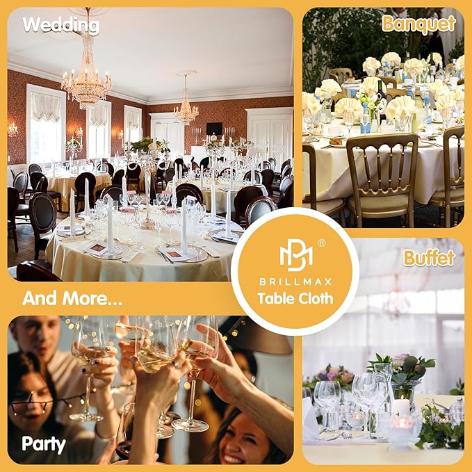 BRILLMAX 6 Pack Beige Round Tablecloths 90 Inch - Circle Bulk Linen Polyester Fabric Washable Table Cloth Cover for Wedding Reception Banquet Birthday Party Buffet Restaurant