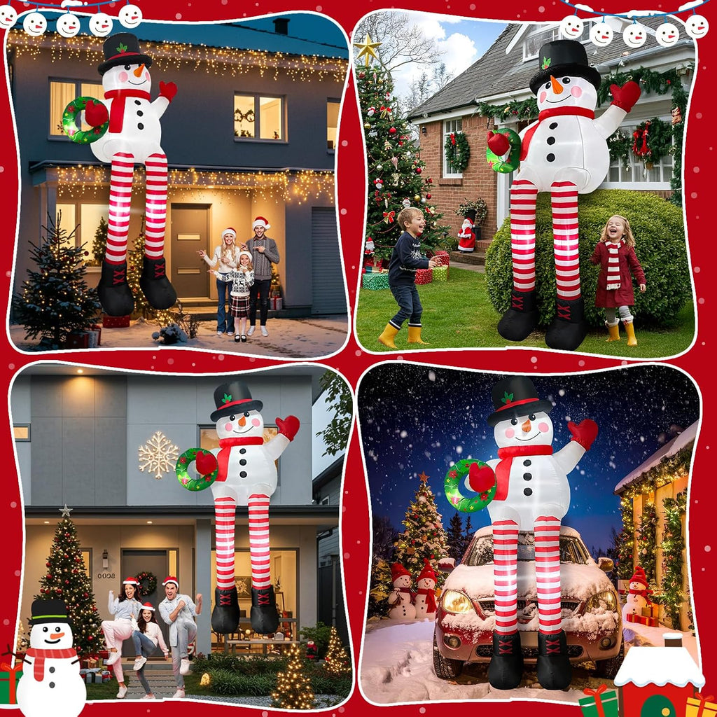 ourwarm 10ft giant christmas inflatables, sitting inflatable snowman on a desk or shelf