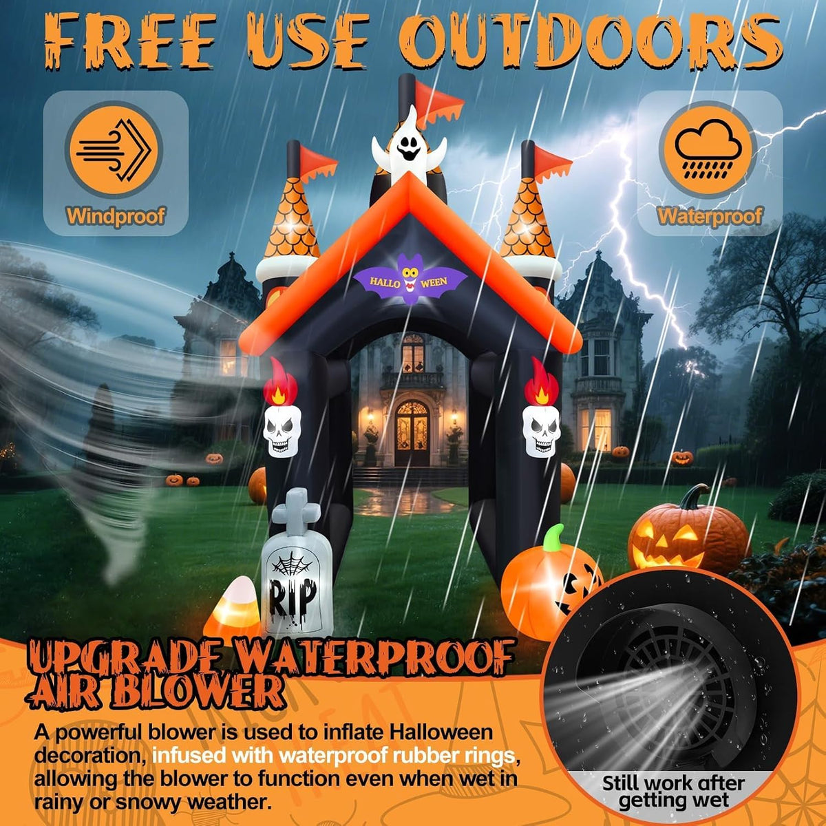 12FT Halloween Inflatable Archway, Kalolary Large Haunted House Inflatables