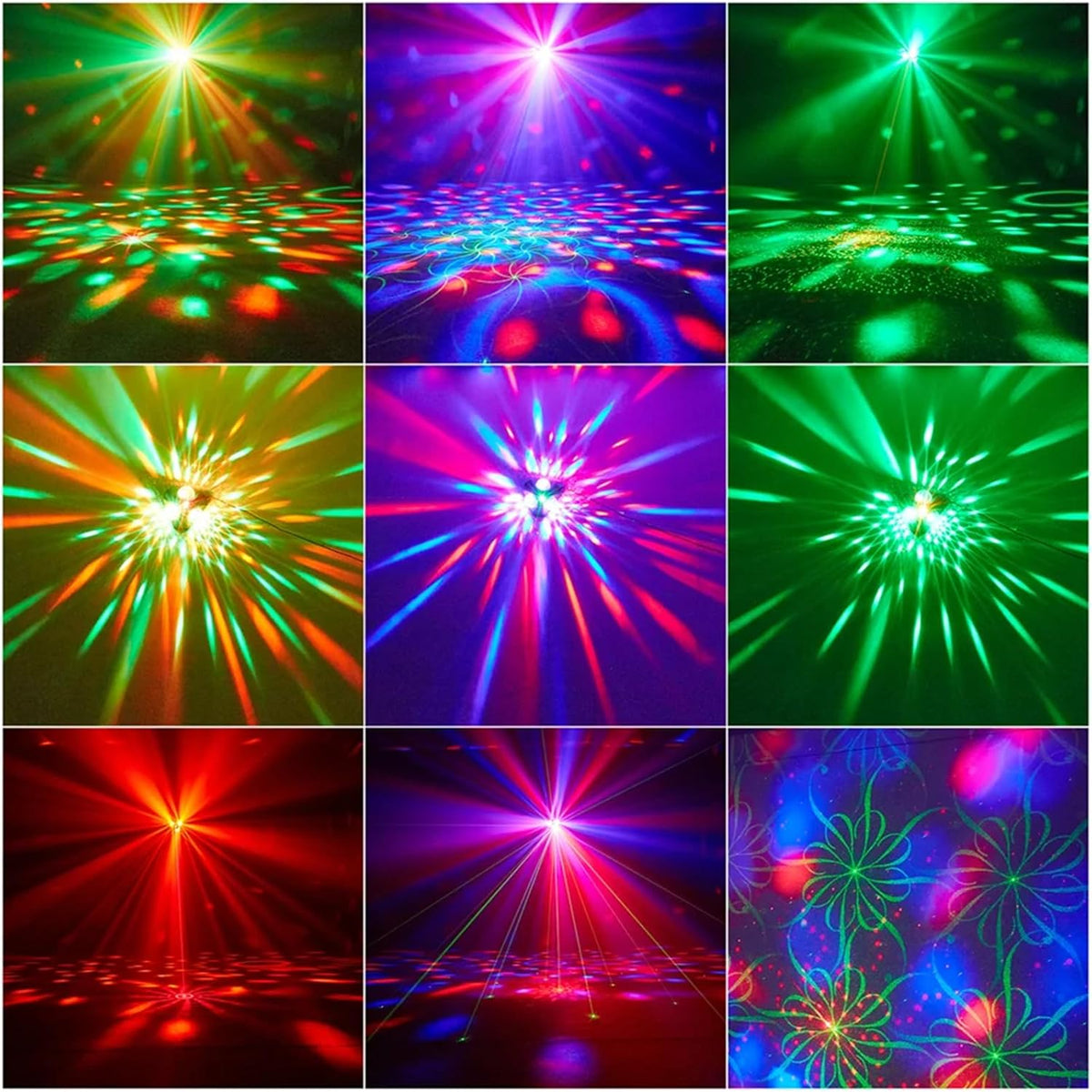 Yinpkteo 4 in 1 Disco Ball DJ Party Lights, 3 RGB Disco Lights+Red and Green ...