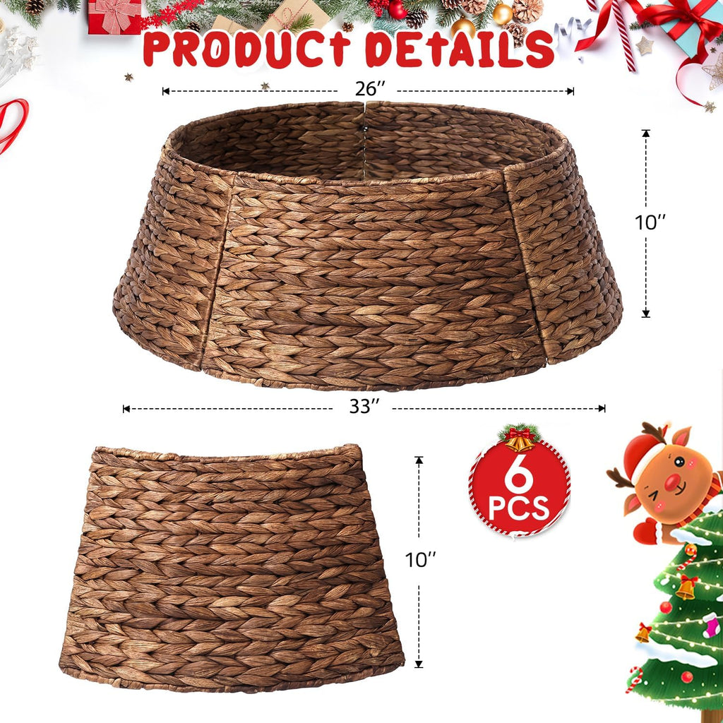 6-piece rattan christmas tree collar - 33" rustic, package contents