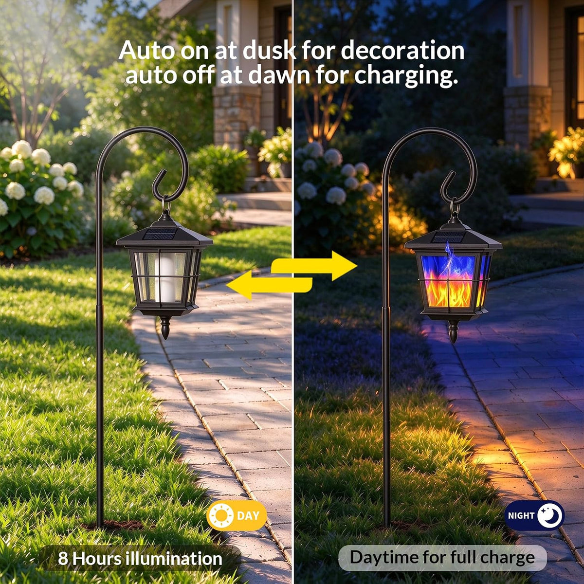 VOLISUN 2 Pack Solar Flickering Flame Hanging Lanterns