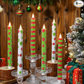 Baquler 6 Pcs Christmas Flameless Taper Candles 10.6 Inch Elf Theme Candles Battery Operated LED Christmas Candlesticks for Xmas Centerpiece Holiday Party Decor