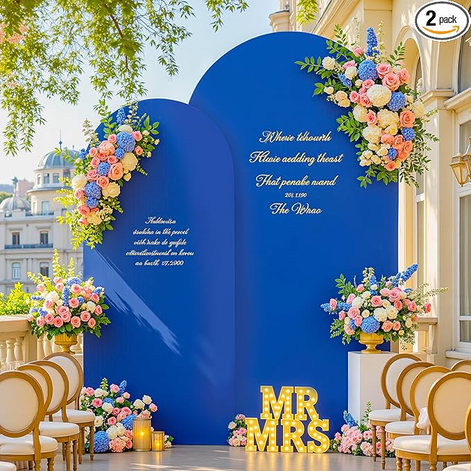 Royal Blue Arch Backdrop Cover for Wedding, 7.2FT 6FT Set of 2 Stretchy Spandex Fitted Arch Stand Cover for Baby Shower, Birthday Party Decor, Chiara Backdrop Cover with Double-Sided Design
