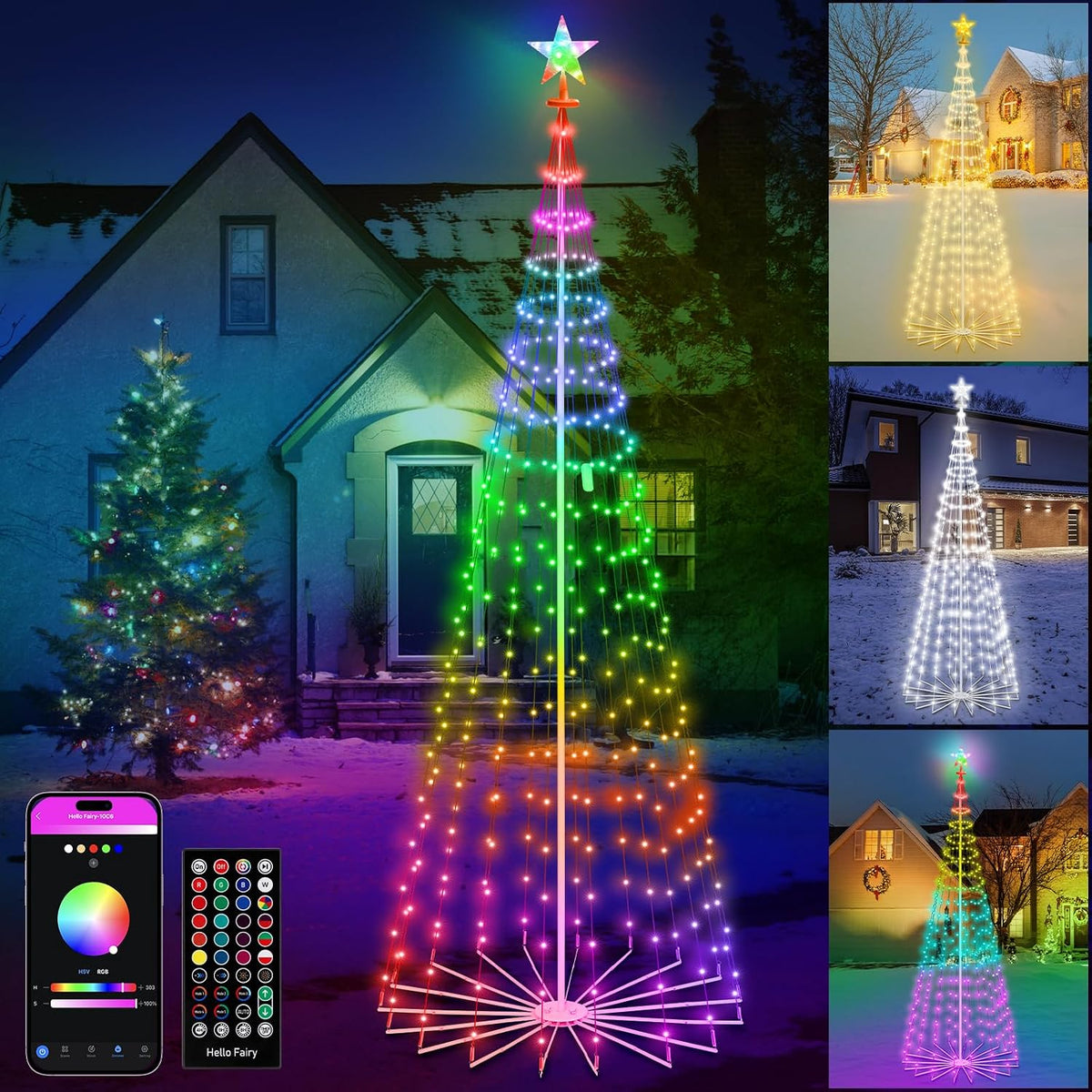 gmaulee smart christmas tree cone lights 8ft 340, main product view
