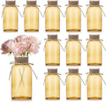 Gold Vases for Centerpieces Set of 12, Mason Jars Boho Cylinder Bud Vases in Bulk, Flower Glasses for Weddings Parties Vintage Home Decor