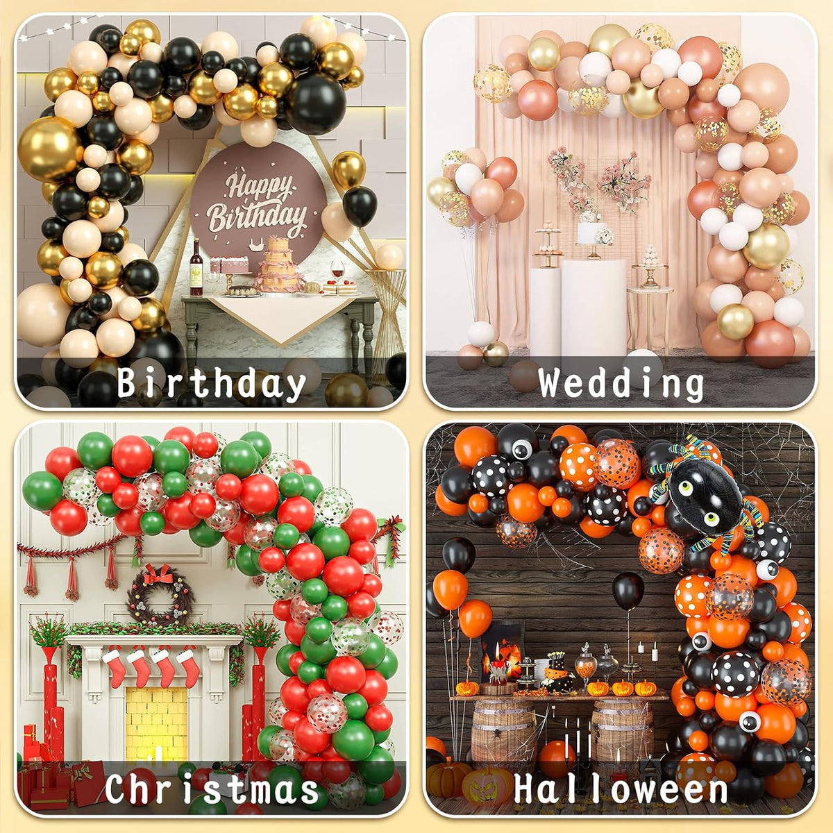 balloon arch kit for wedding decoration 8.2ft & showing dimensions