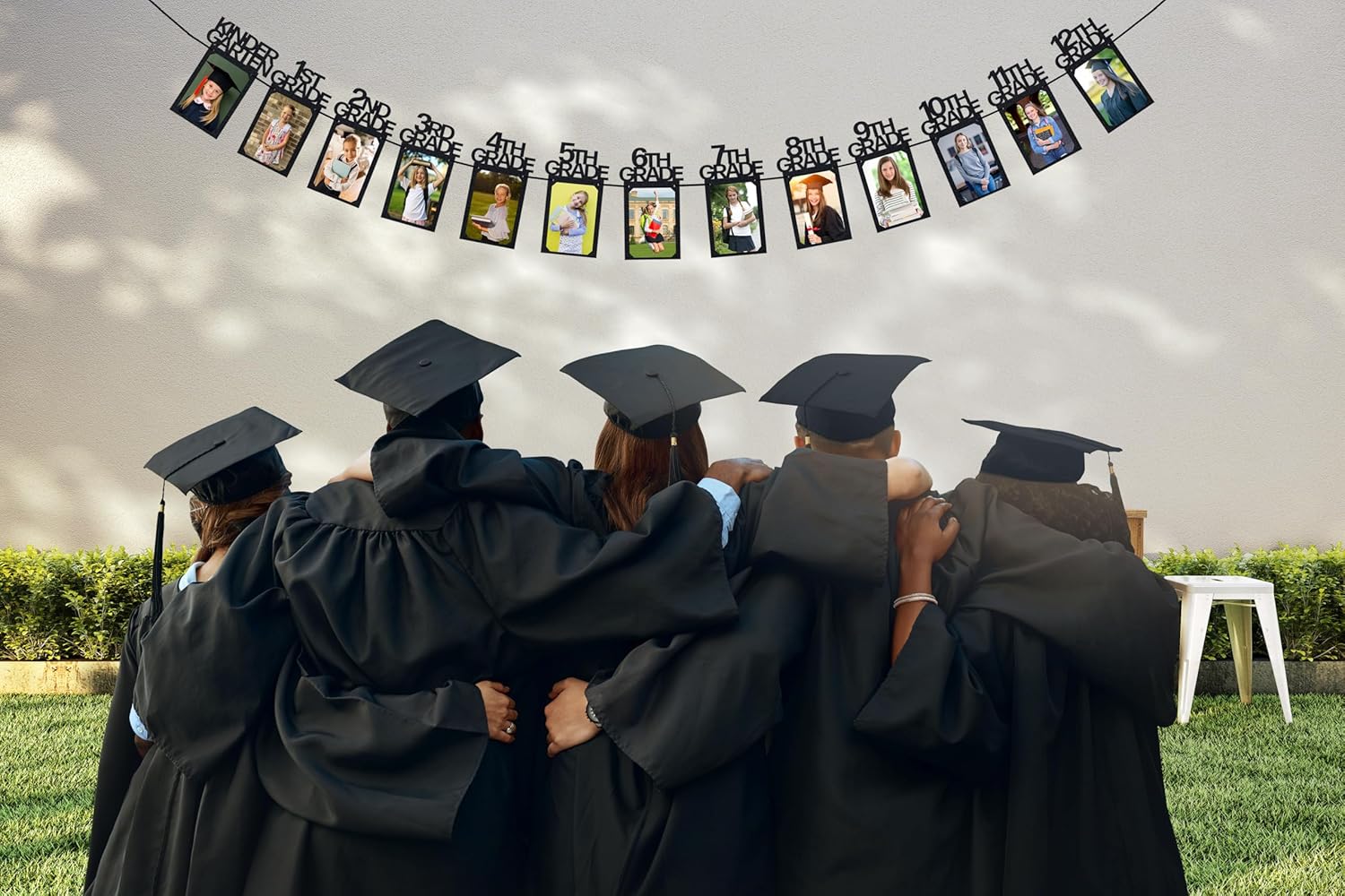PartyHooman Graduation Photo Banner K-12, Kindergarten to 12th Grade for Middle/Junior, High/Senior Graduation Decorations 2026 | Class of 2026 Party Decorations |Pictures Party Supplies (Pre-strung)