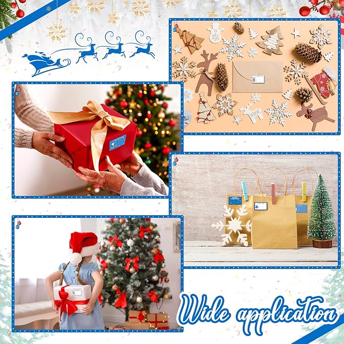 Zonon 720 Self-Adhesive Kraft Christmas Name Tags - Natural Kraft Paper Tags & Stickers for Decoration