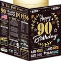90th Birthday Card for Women Men - Back In 1936 Black & Gold - 90 Happy BIRTHDAY card - 90th birthday gift for Her Him - JUMBO size - 90th birthday decorations Dad Mom - Best gifts for 90 year old