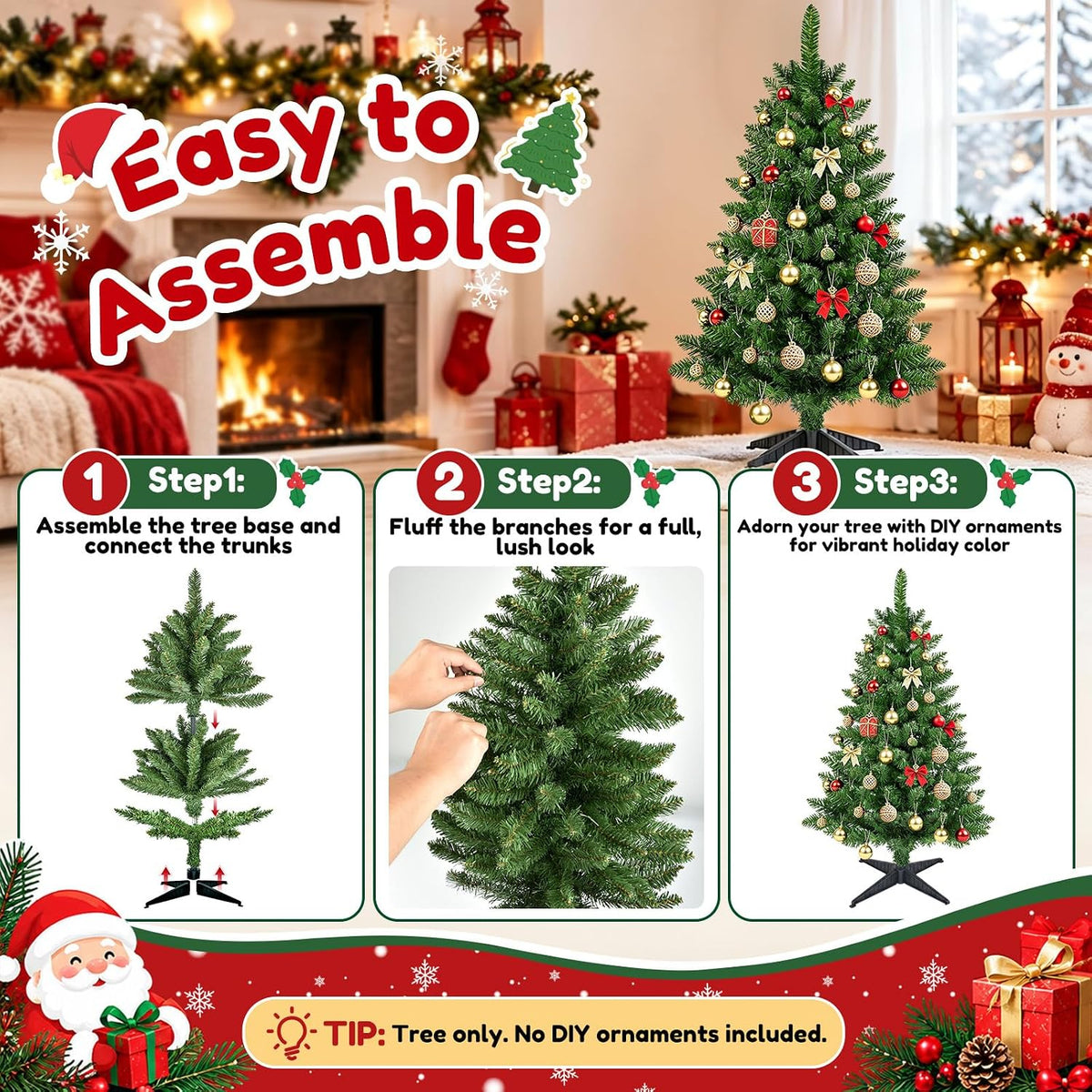 3ft artificial small christmas tree, premium pvc tips, close-up detail