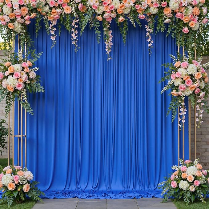 10ft x 8ft Wrinkle Free Royal Blue Backdrop Curtains for Parties, Polyester Photography Backdrop Drapes Back Drop Cloth for Baby Shower Photoshoot Engagement Wedding Birthday Photography Background