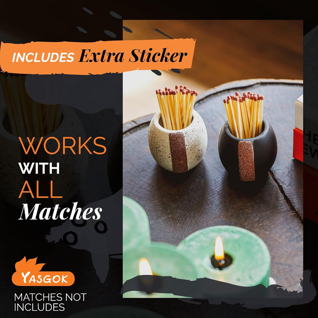 Ceramic Match Holder With Striker (Set of 2) | Cute Decorative Box | Matches for Candles in a Jar | Modern Home Decor Gifts | Matches NOT Included