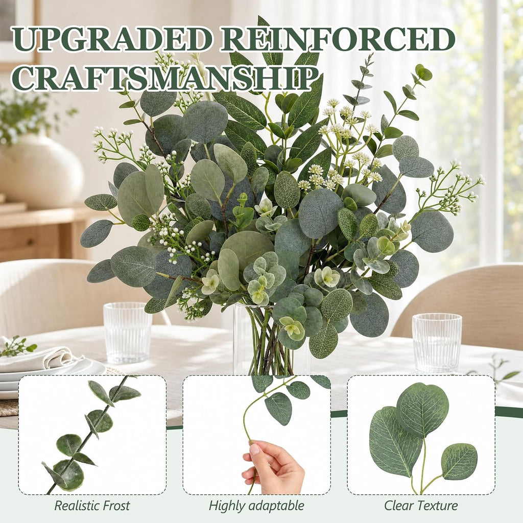 artificial eucalyptus stems, 14 style fake greenery for showing dimensions