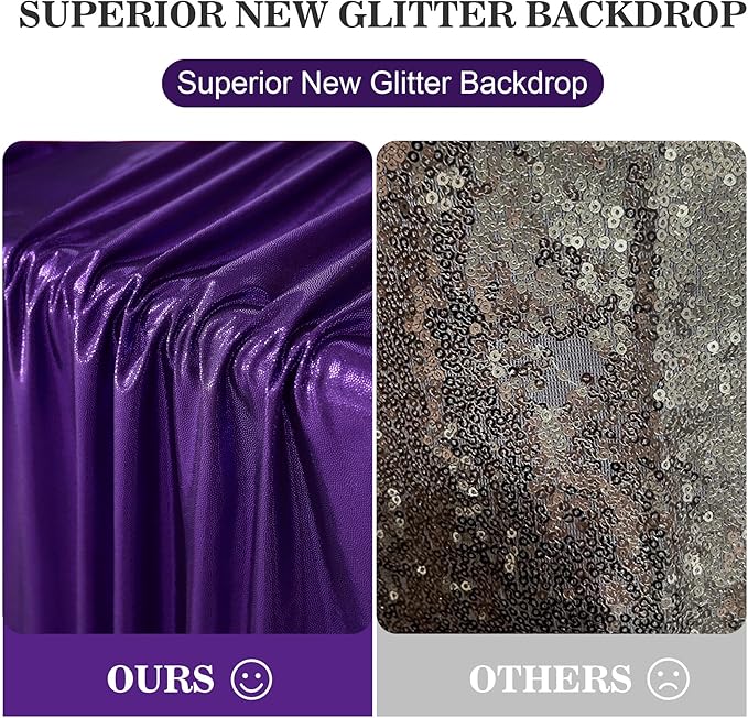 20x10ft Thick Purple Glitter Backdrop Curtain Panels for Parties, Wrinkle Free Sequin Sparking Photo Backdrop Drapes, 4 Panels 5x10ft Shimmer Back Drop Cloth for Wedding Birthday Photography