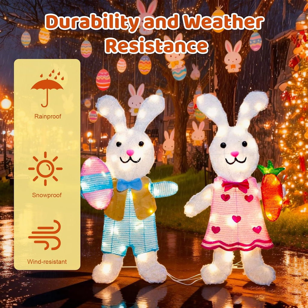 outdoor easter decorations lighted bunny with 60 leds, side view