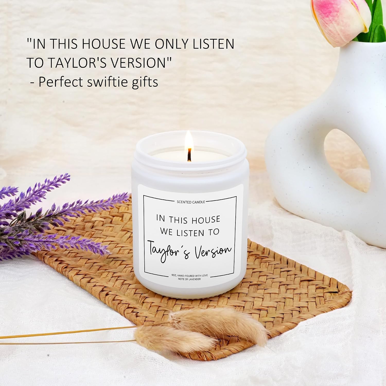 Taylor Inspired Gifts, Cool Fan Gifts for Women Adult, Birthday Candle for Swifties Besties, Natural Soy Wax Lavender Candle Room Decor, Themed Gift Ideas for Christmas Graduation Retirement