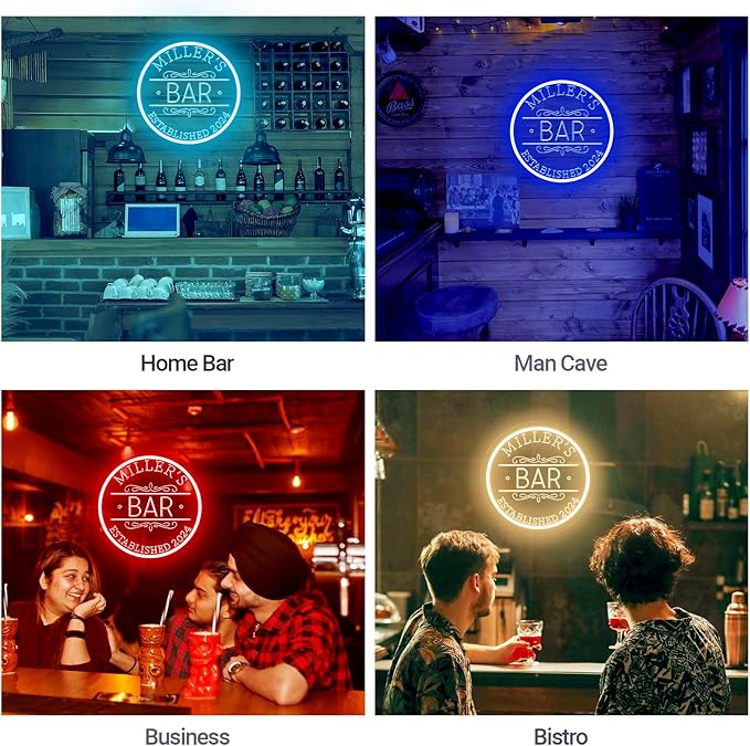 Custom Bar Neon Sign for Man Cave, Personalized LED Bar Light Up Signs for Wall Decor, Dimmable Customized Neon Lights for Men Dad Gifts, Home Pub Tavern Bistro Business