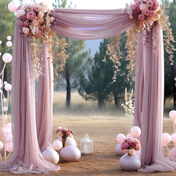 Arch Drapes for Wedding Arch Draping Fabric Dusty Rose Sheer Backdrop Curtain for Ceremony Bridal Party Decor 19Ft Length x 28" Width 1 Panel